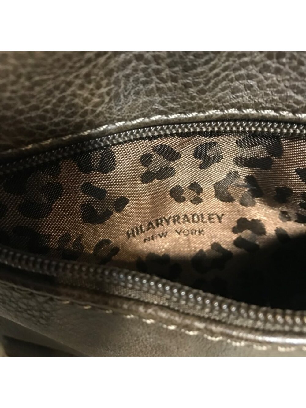 Hilary Radley Purse Brown Leather Crossbody Croc Embossed & Leopard Lining 10 x - Picture 7 of 15